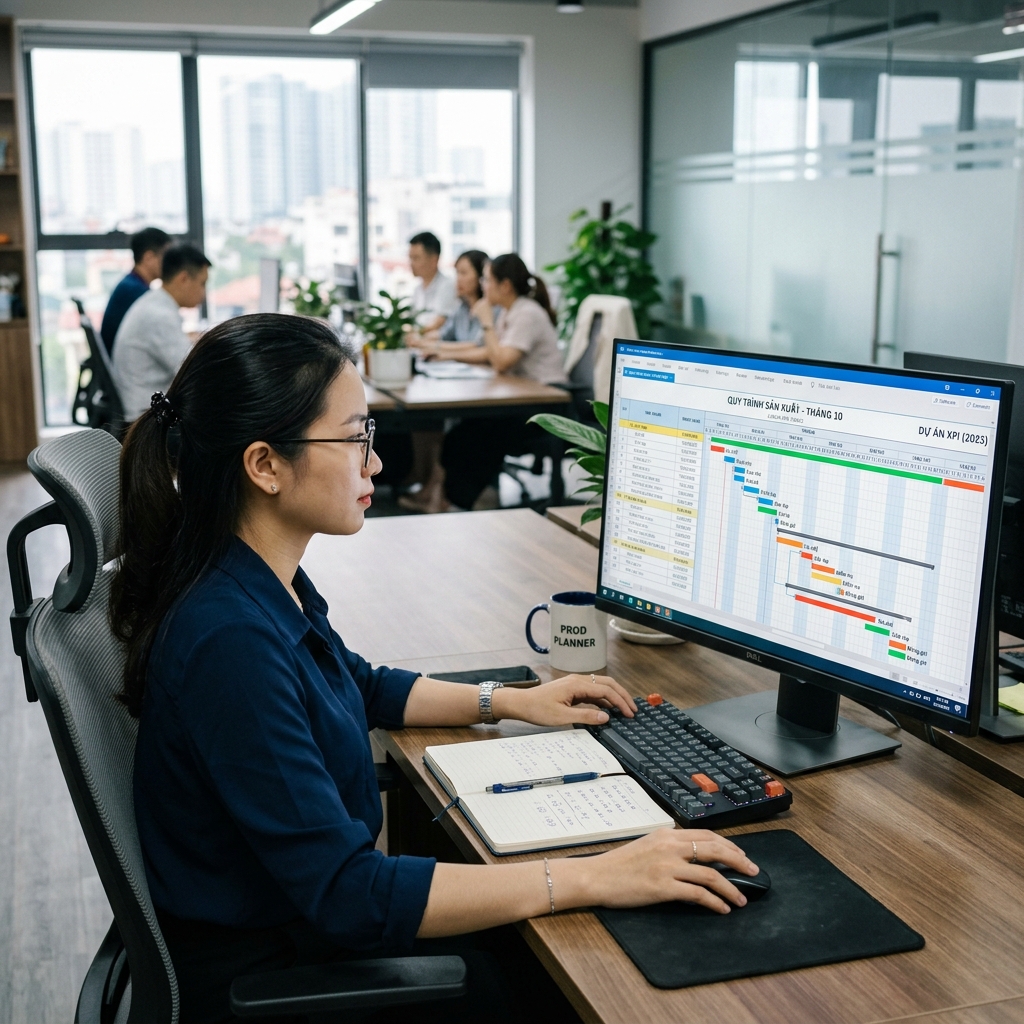 Chuyên viên lập kế hoạch Việt Nam sử dụng màn hình APS