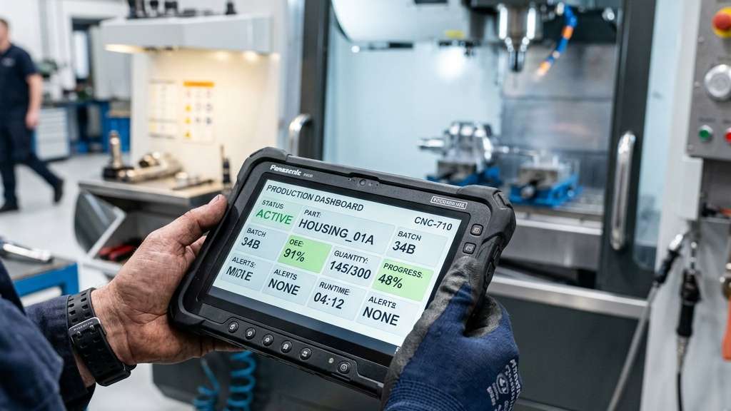 工場現場の 産業用タブレットで の MESアプリケーション